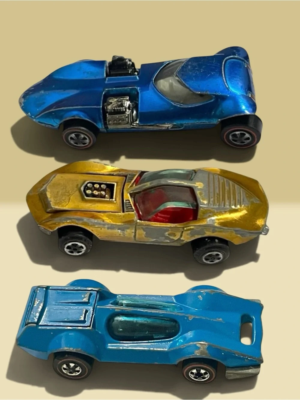 3 Hot Wheels Redline Johnny Lightning 69 - Bugeye Enamel 70 - Twinmill 69 VTG